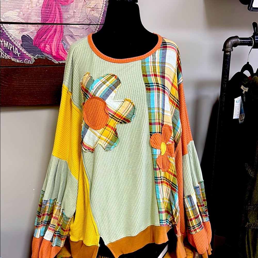 Easel Colorful Patchwork Sweater